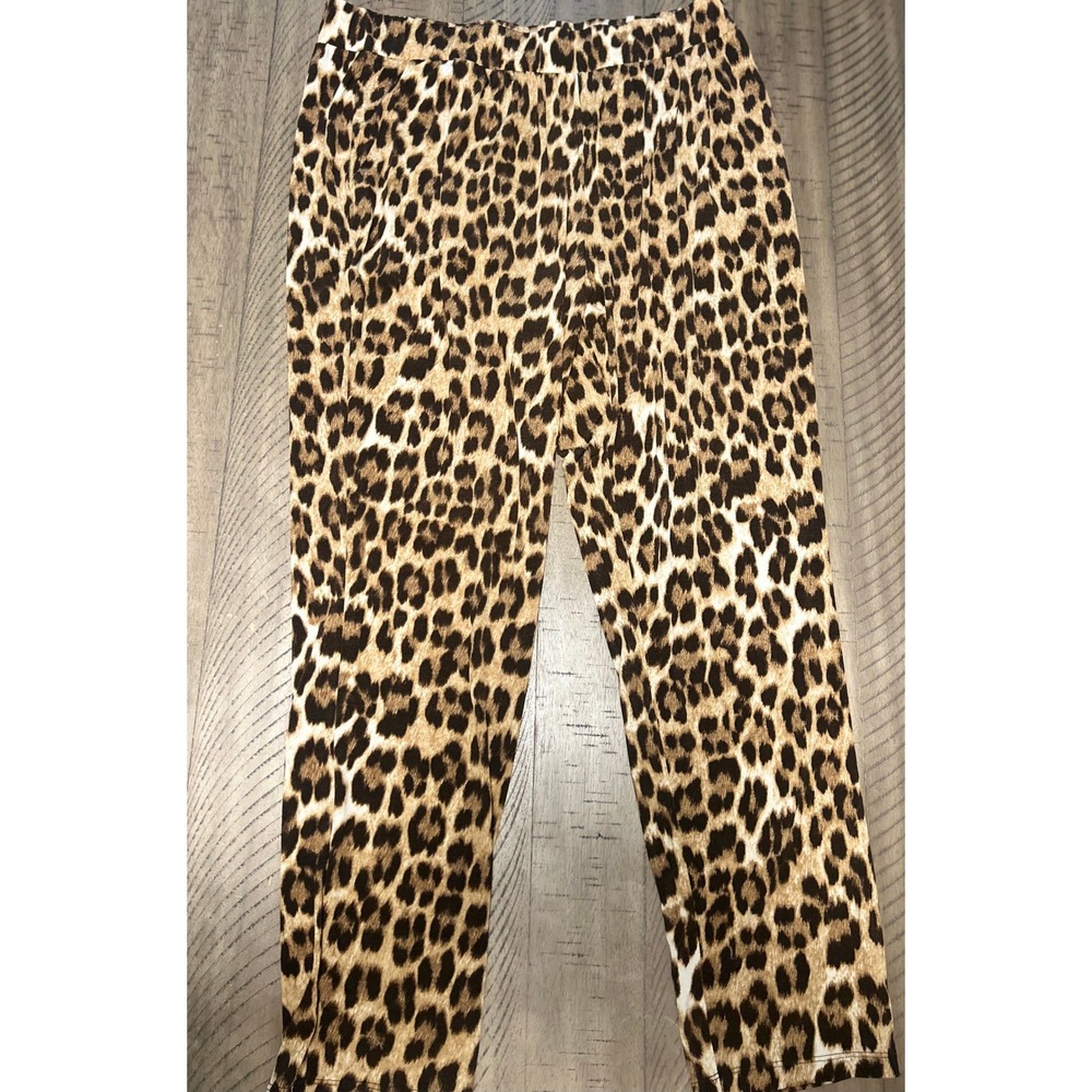 Jennifer Lopez Womens Leopard Print Lounge Pants Pull On Size L